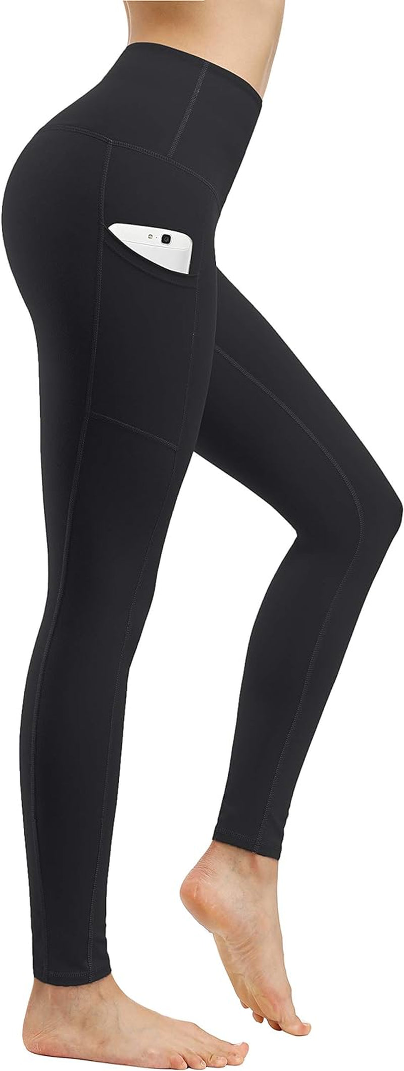 High Waist Yoga Pants with Pockets - Tummy Control 4-Way Stretch Leggings for Workout and Running (2 Pack)